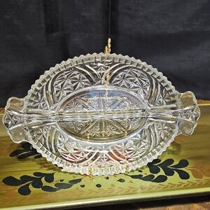 Elegant Clear Glass Serving Platter / Olive Platter